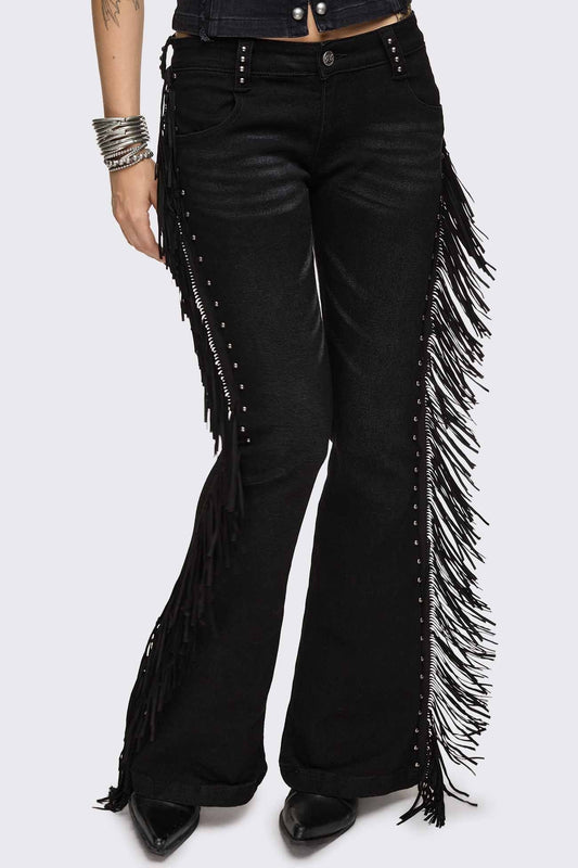 Minga London Sierra Fringe Flared Jeans