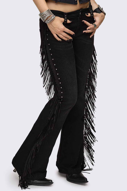 Minga London Sierra Fringe Flared Jeans
