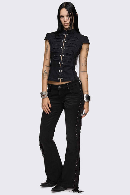 Minga London Sierra Fringe Flared Jeans