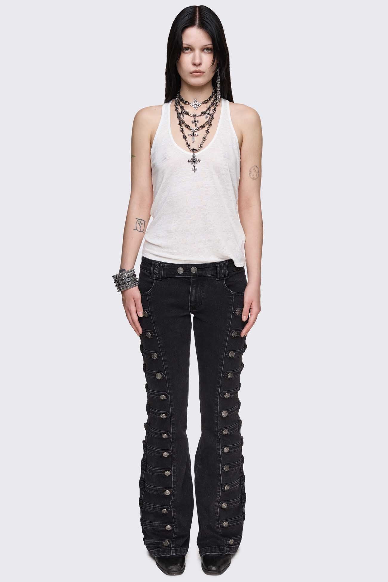 Minga London Hilda Military Flared Jeans