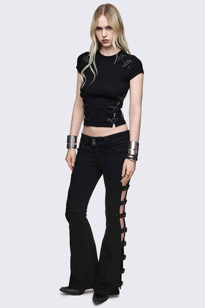 Minga London Imogen Buckle Flared Jeans