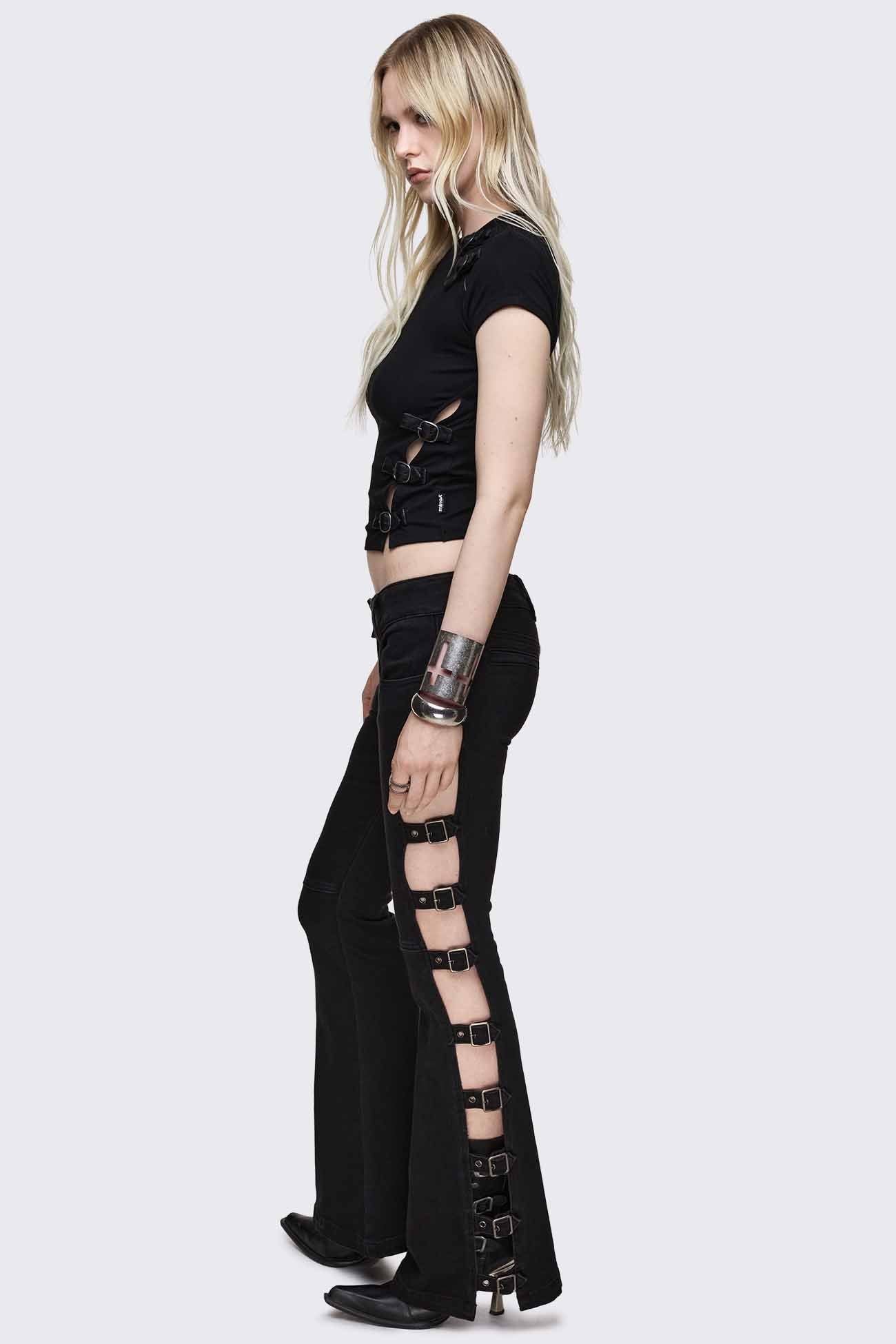 Minga London Imogen Buckle Flared Jeans