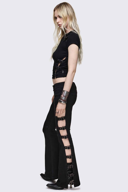 Minga London Imogen Buckle Flared Jeans