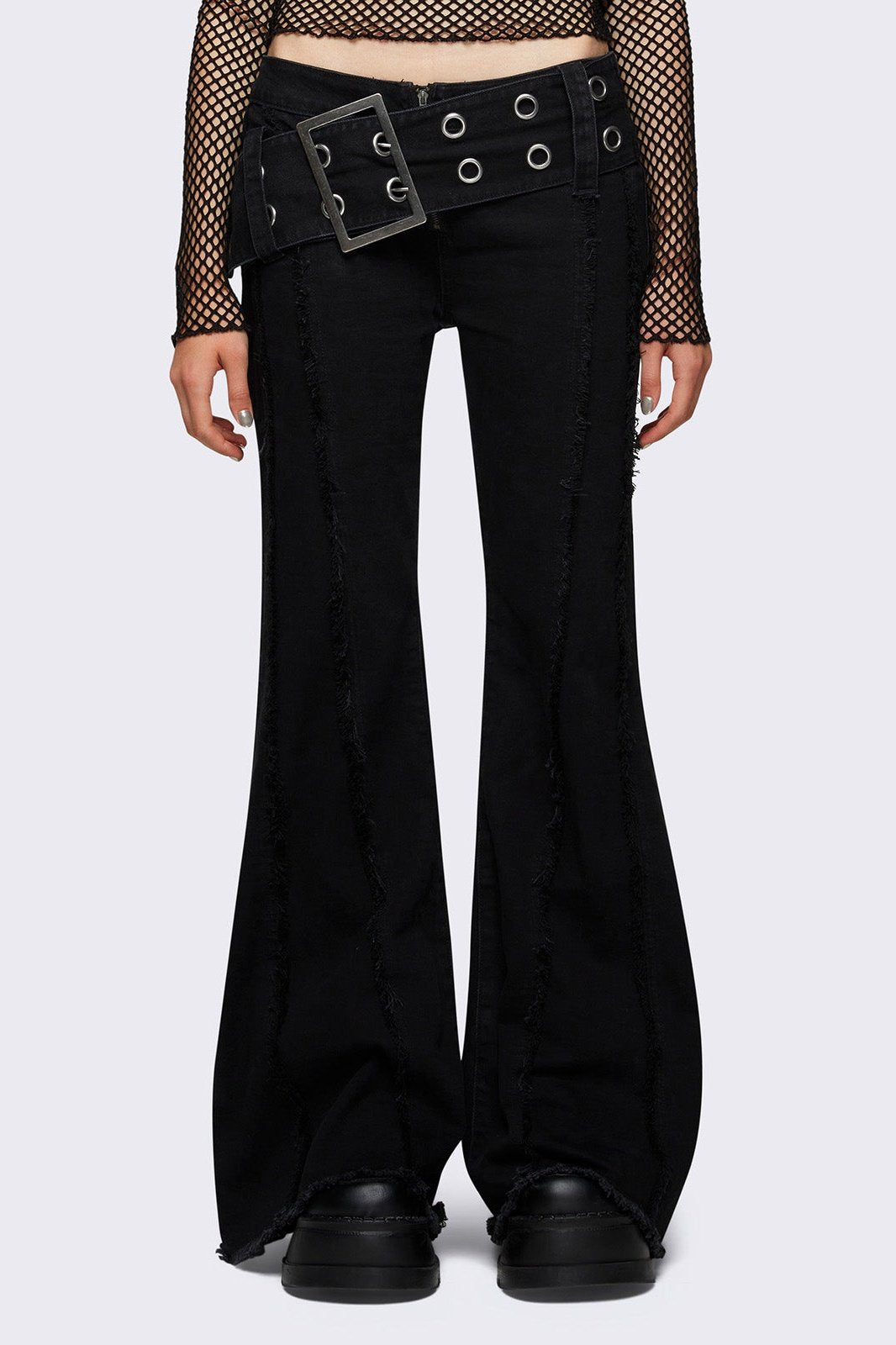 Minga London Gia Belted Flared Jeans