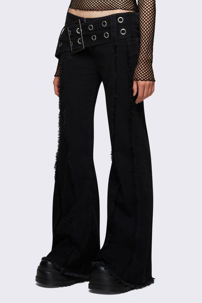 Minga London Gia Belted Flared Jeans