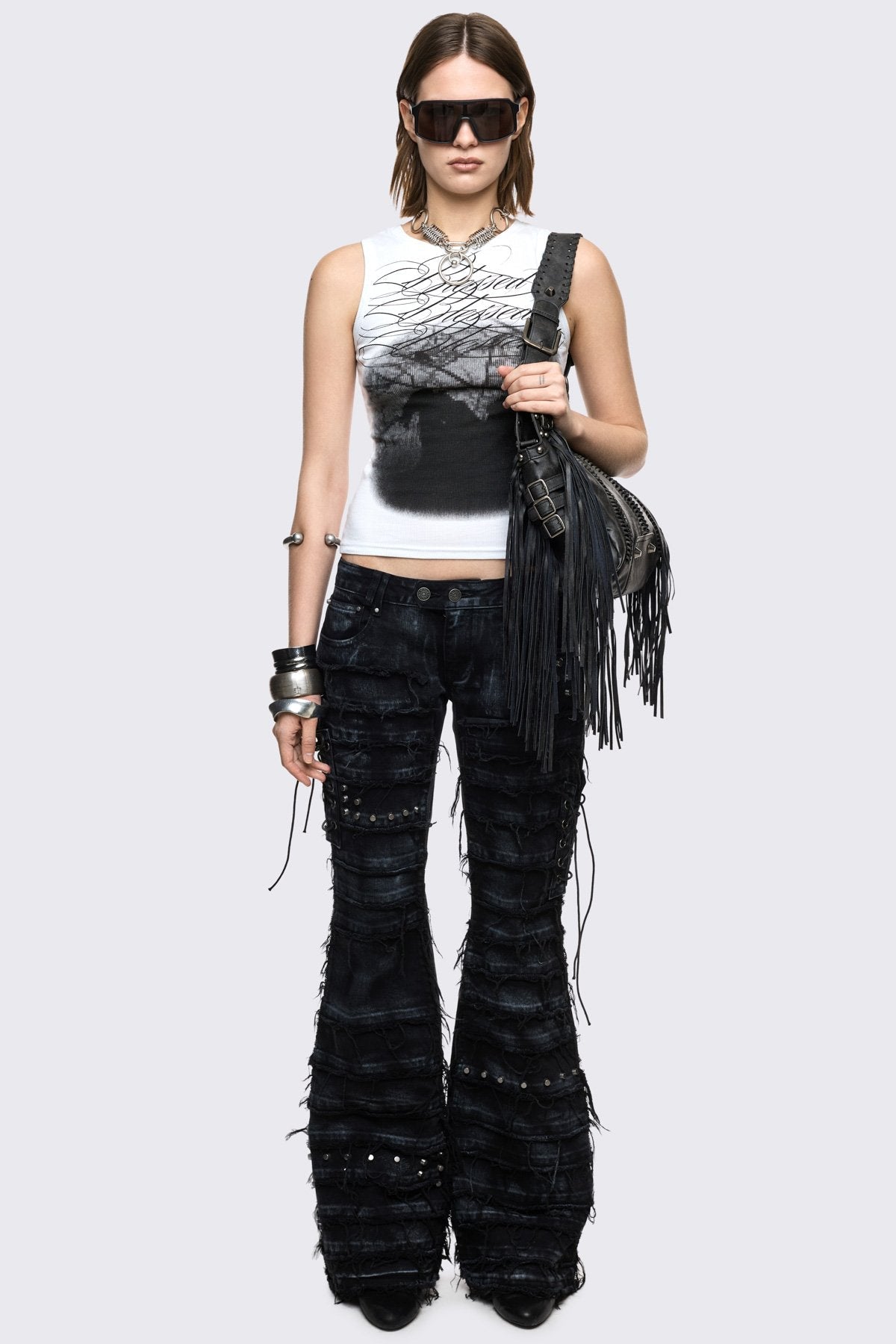 Minga London Dash Distressed Flared Jeans