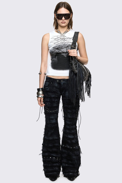 Minga London Dash Distressed Flared Jeans