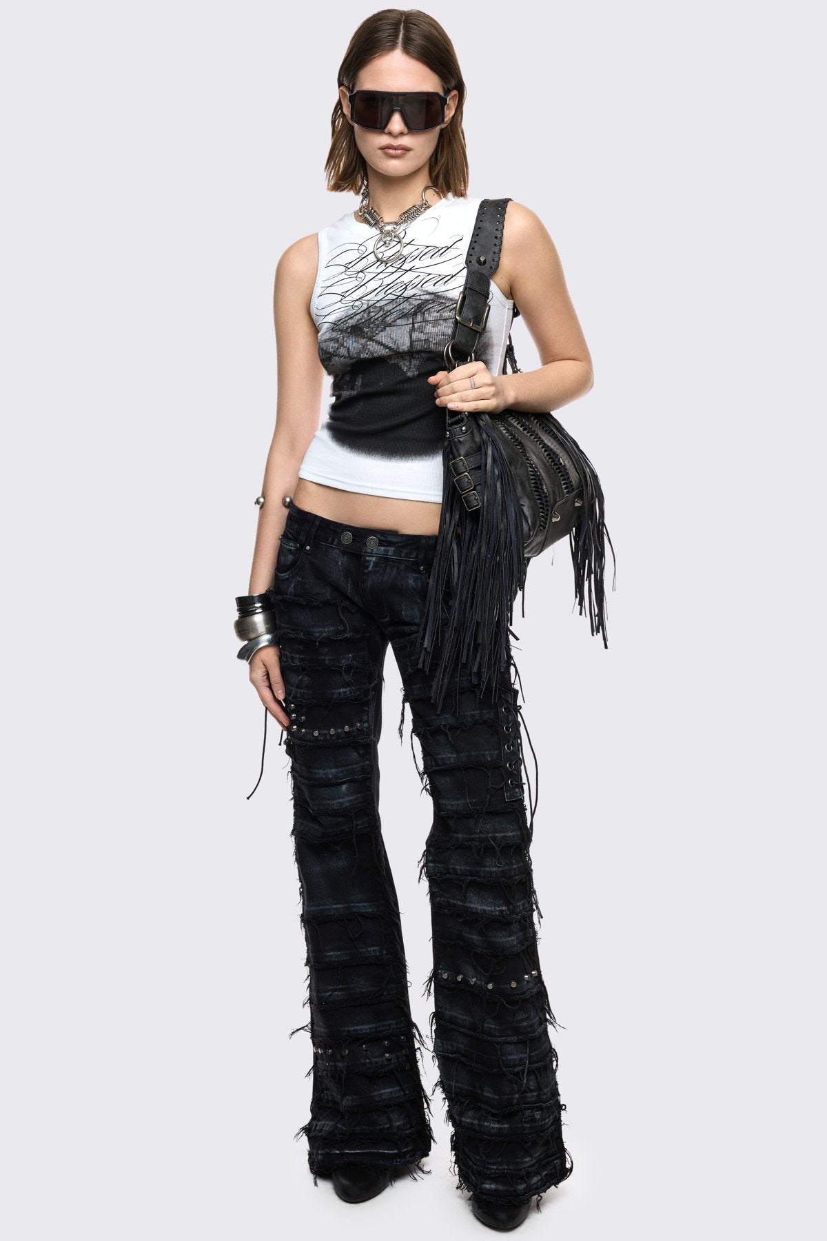 Minga London Dash Distressed Flared Jeans