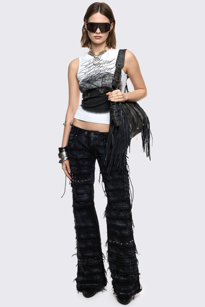 Minga London Dash Distressed Flared Jeans
