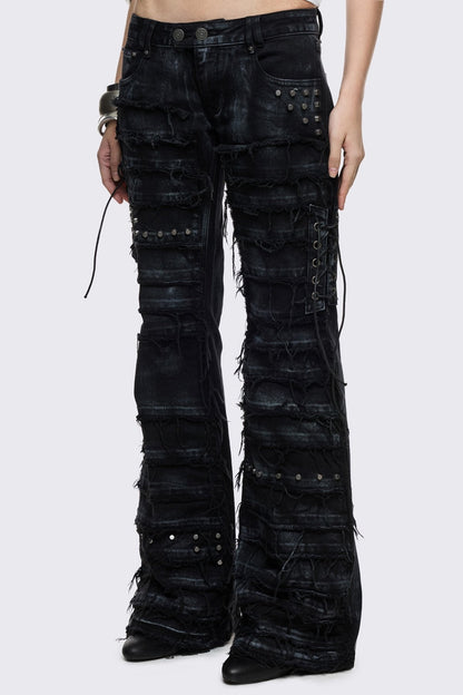 Minga London Dash Distressed Flared Jeans