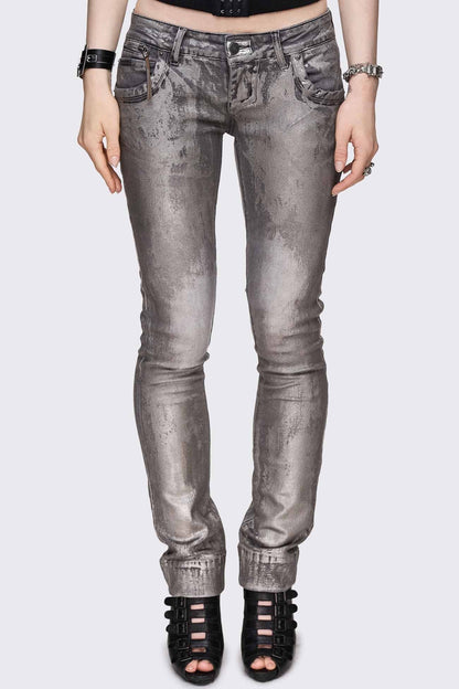 Minga London Silas Metallic Coating Slim Jeans