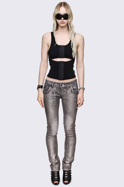 Minga London Silas Metallic Coating Slim Jeans