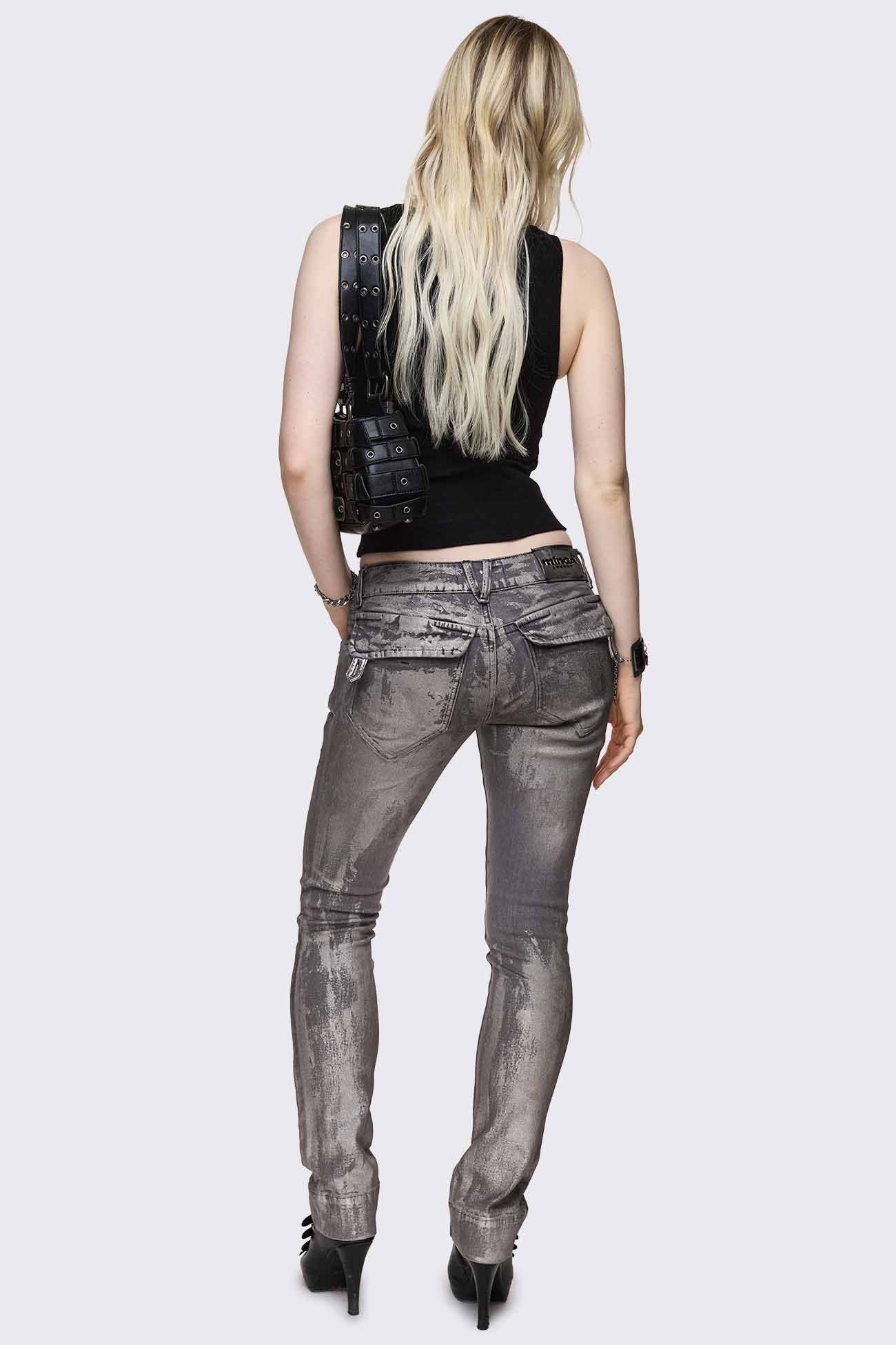 Minga London Silas Metallic Coating Slim Jeans