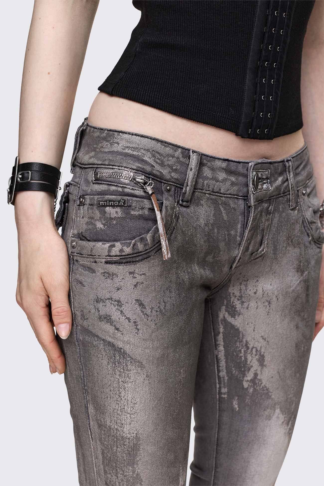 Minga London Silas Metallic Coating Slim Jeans