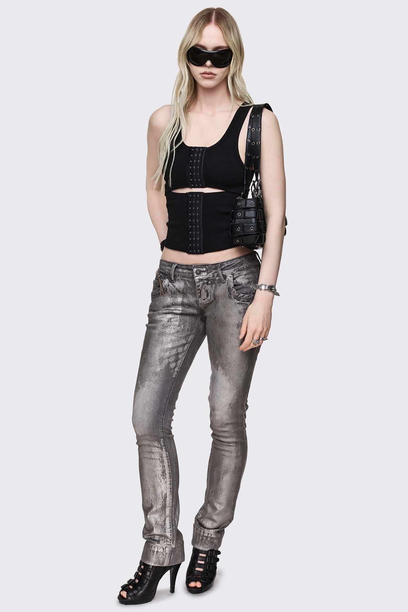 Minga London Silas Metallic Coating Slim Jeans