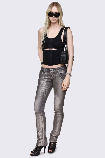 Minga London Silas Metallic Coating Slim Jeans