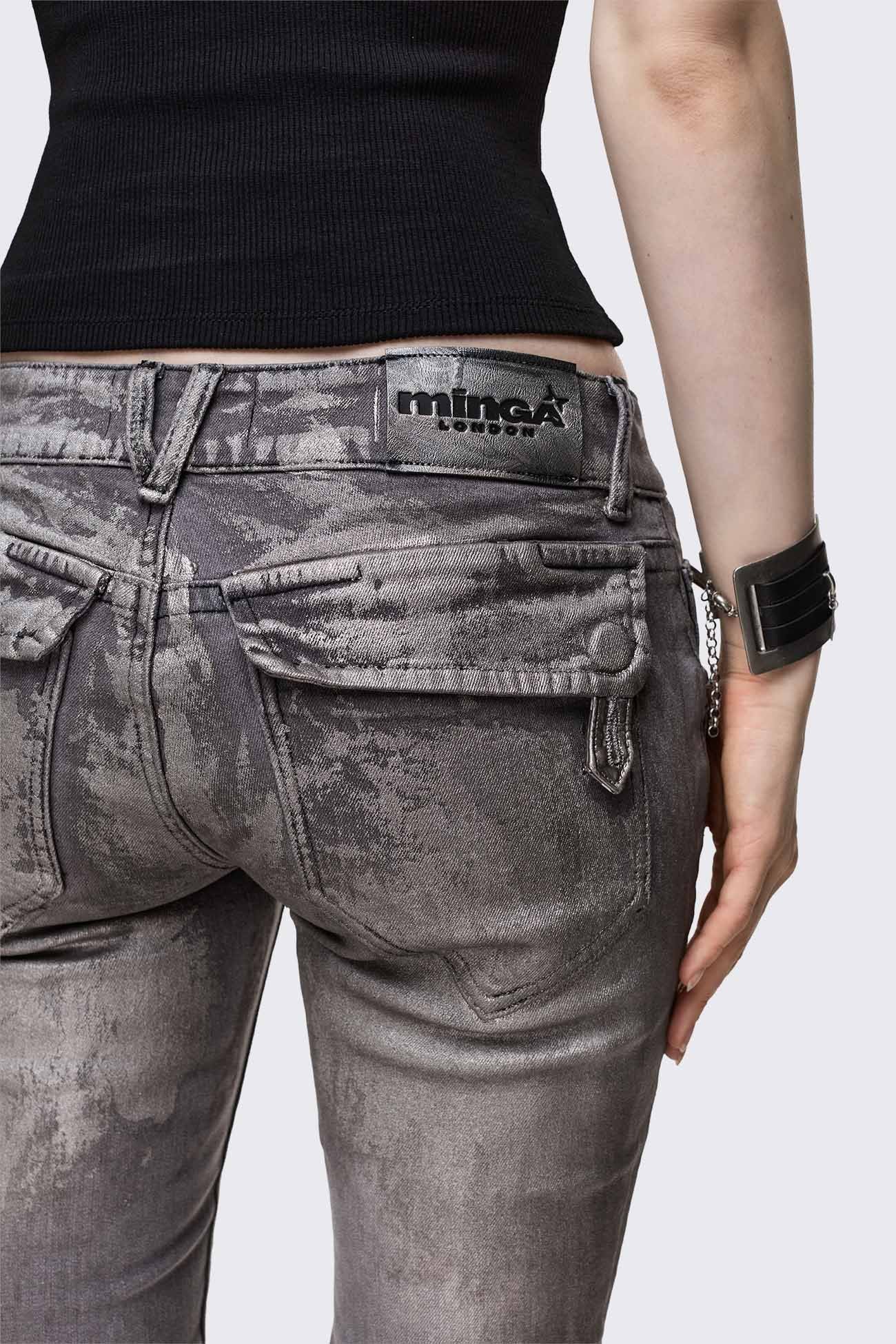 Minga London Silas Metallic Coating Slim Jeans