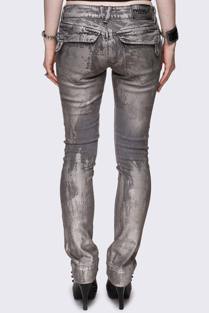 Minga London Silas Metallic Coating Slim Jeans