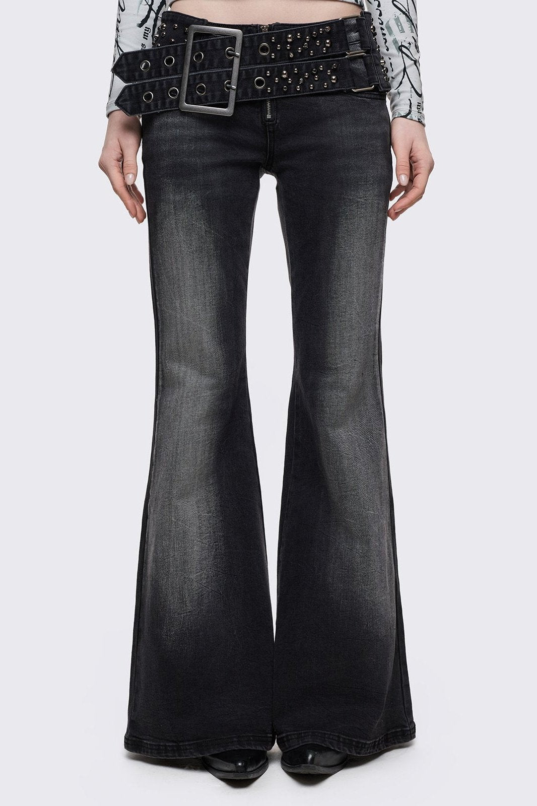 Minga London Roxie Belted Flared Jeans