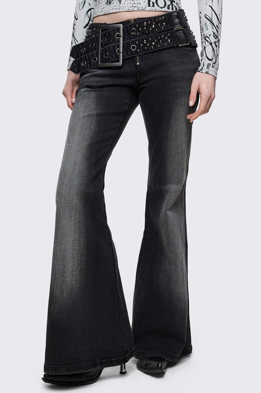 Minga London Roxie Belted Flared Jeans