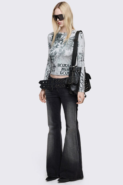Minga London Roxie Belted Flared Jeans