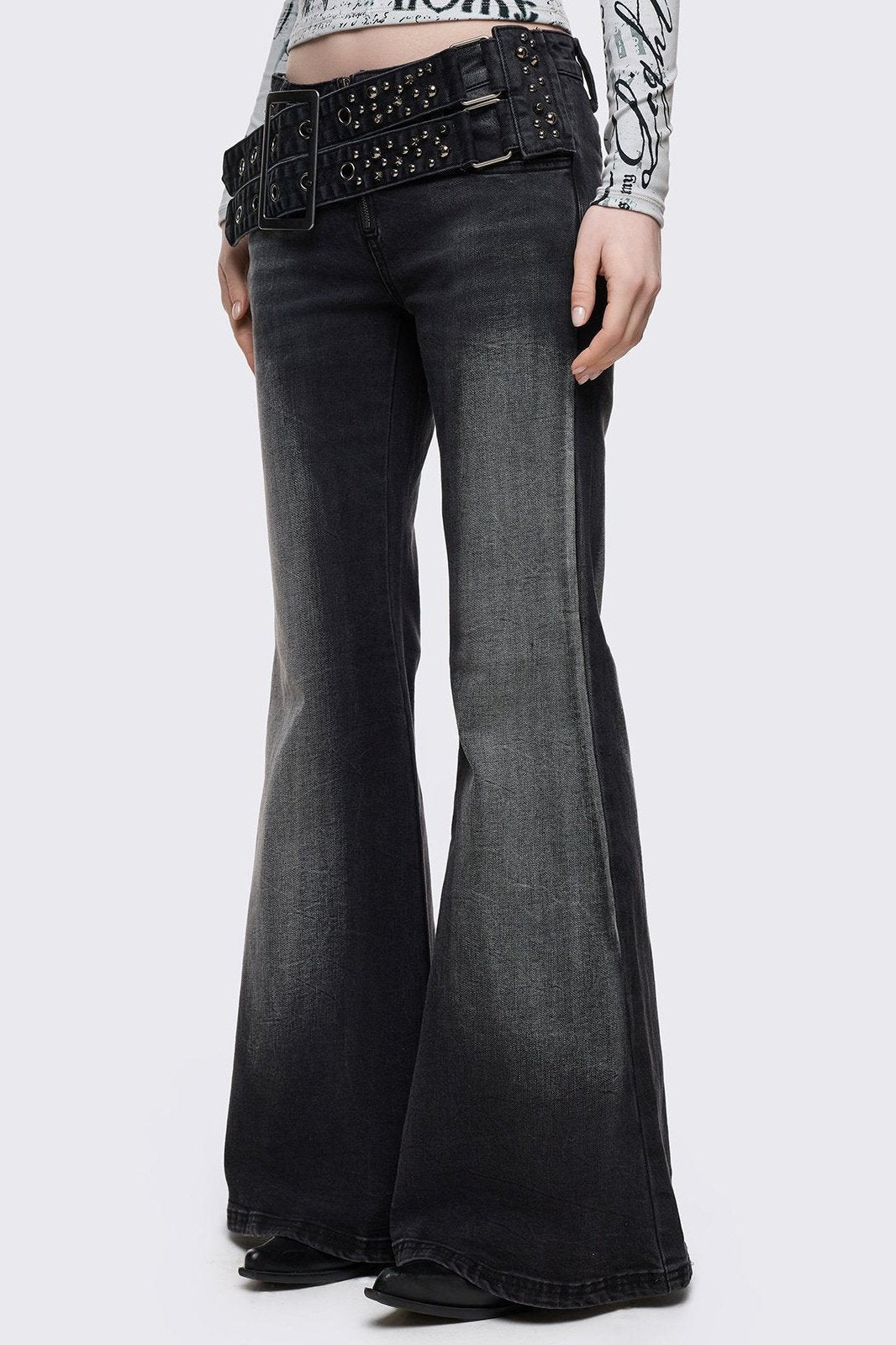 Minga London Roxie Belted Flared Jeans