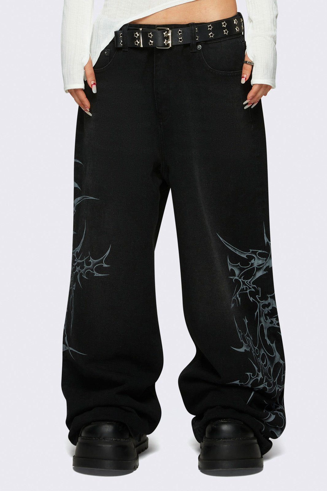 Minga London Blaze Graphic Baggy Jeans