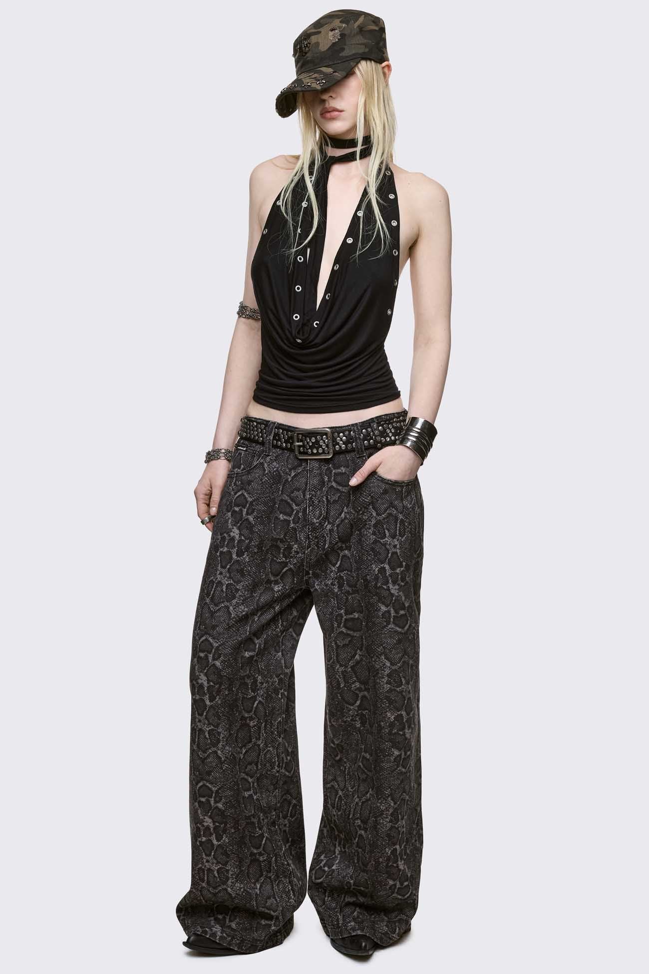 Minga London Python Baggy Jeans