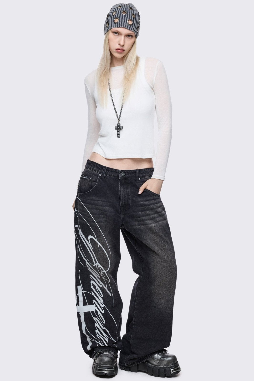 Minga London Ephemeral Graphic Baggy Jeans