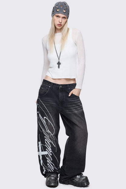 Minga London Ephemeral Graphic Baggy Jeans