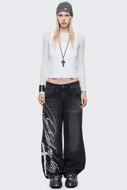 Minga London Ephemeral Graphic Baggy Jeans