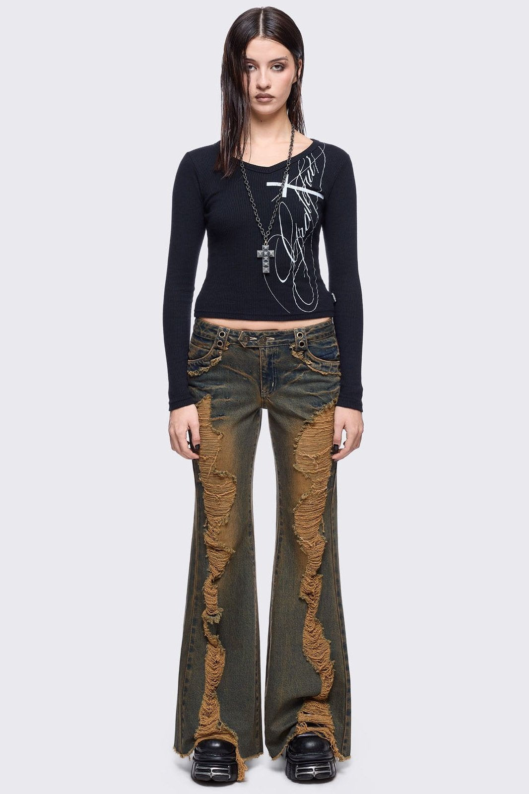 Minga London Brooke Blue Flared Jeans