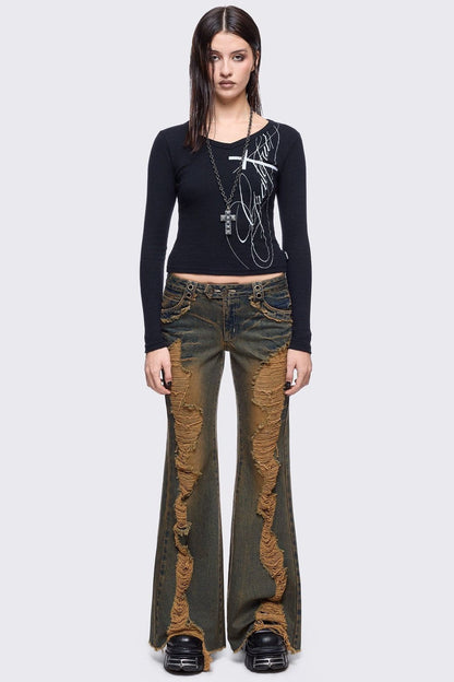 Minga London Brooke Blue Flared Jeans