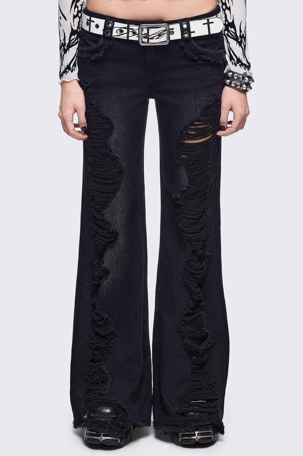 Minga London Brooke Black Flared Jeans