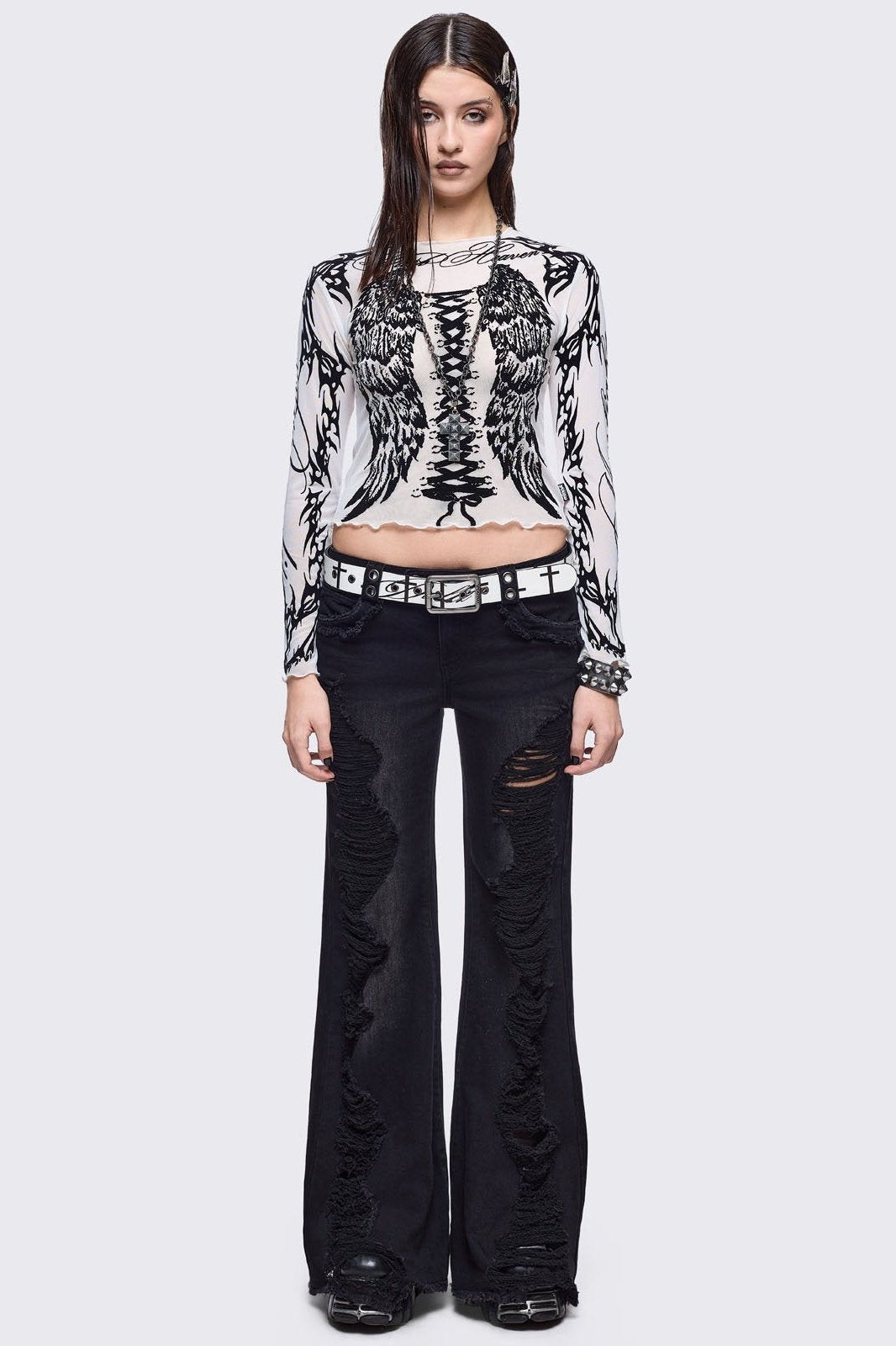 Minga London Brooke Black Flared Jeans