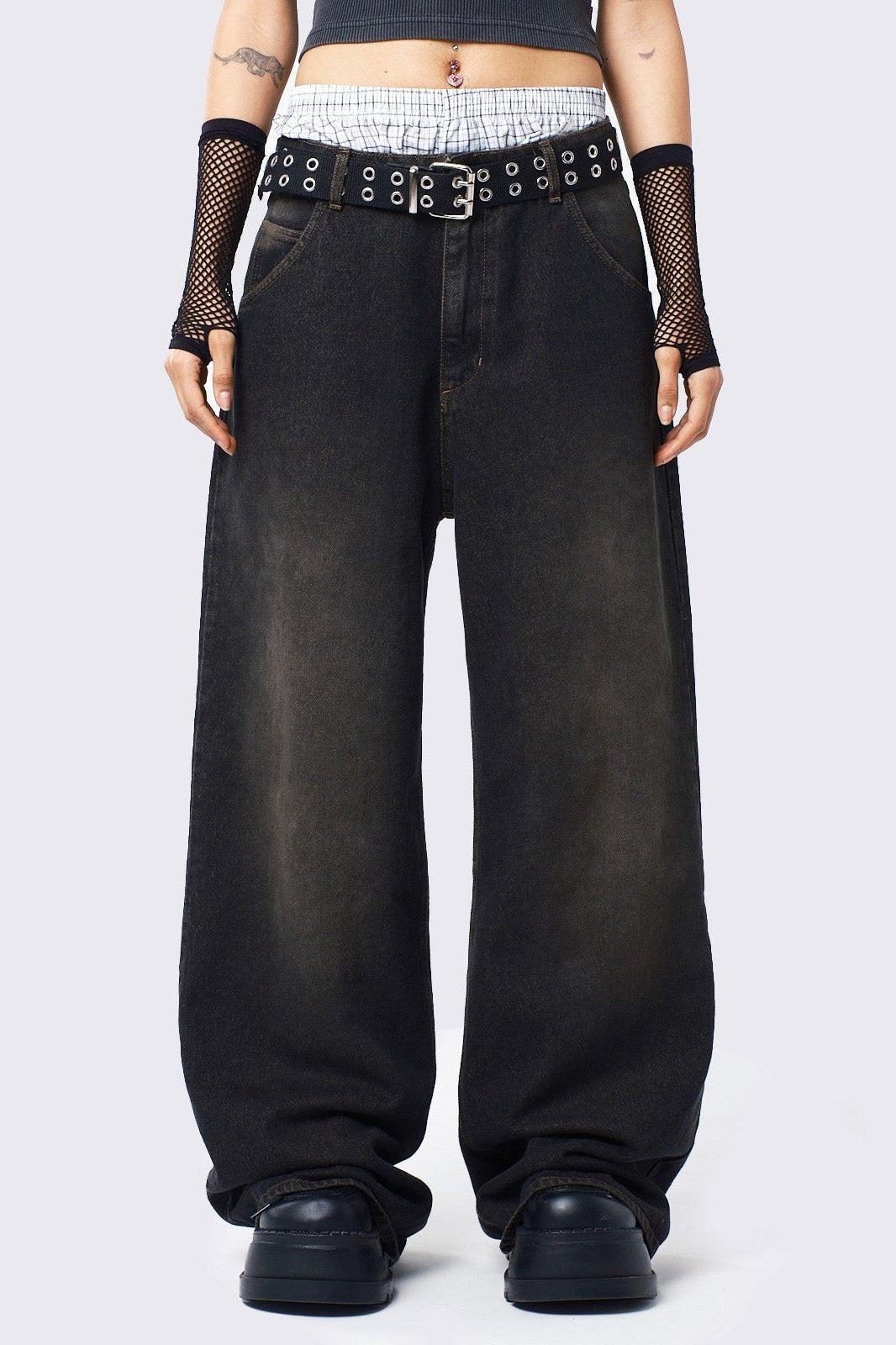 Minga London Echo Black Overdye Baggy Jeans