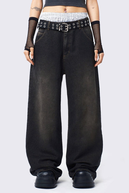 Minga London Echo Black Overdye Baggy Jeans