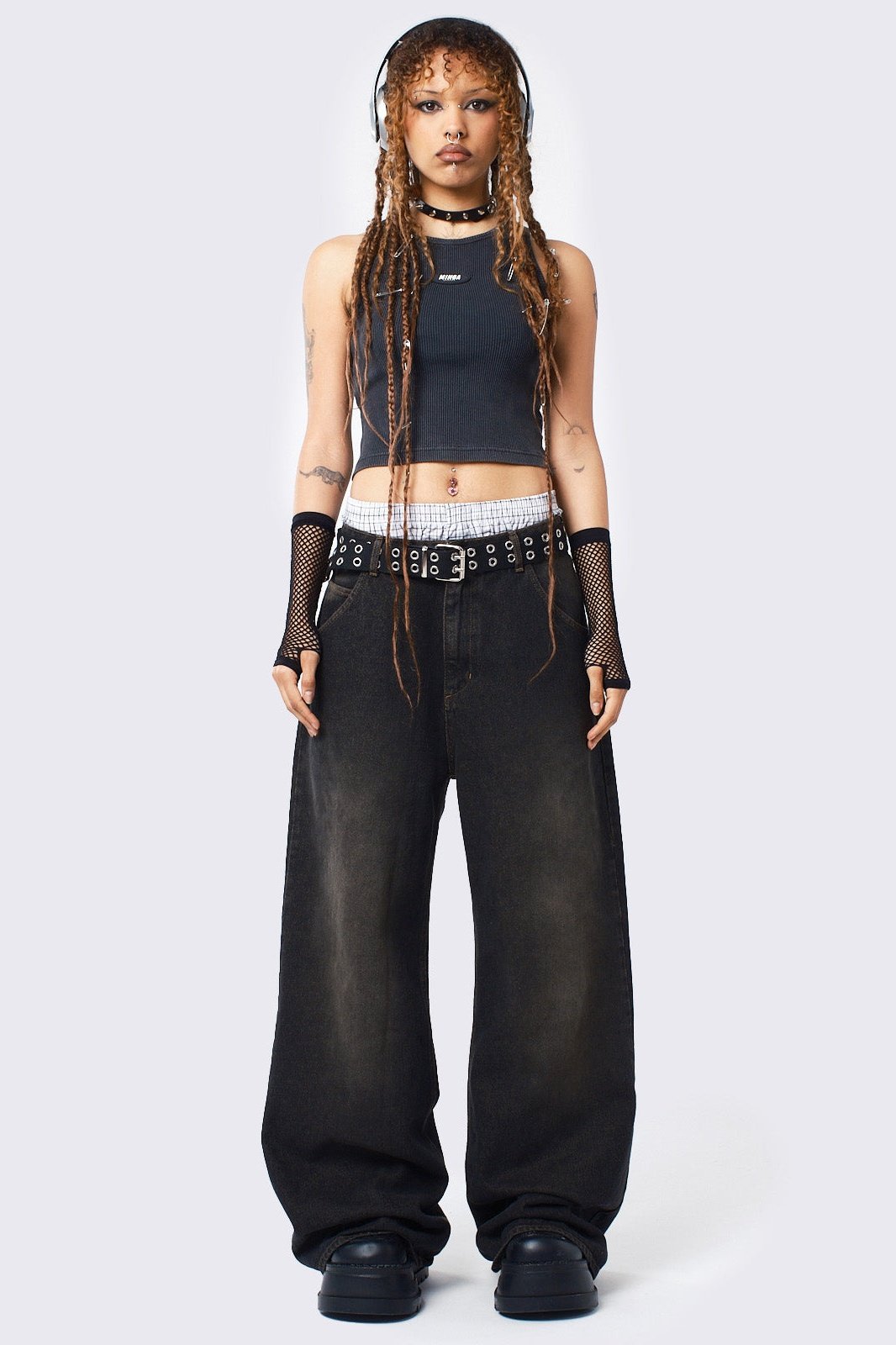 Minga London Echo Black Overdye Baggy Jeans