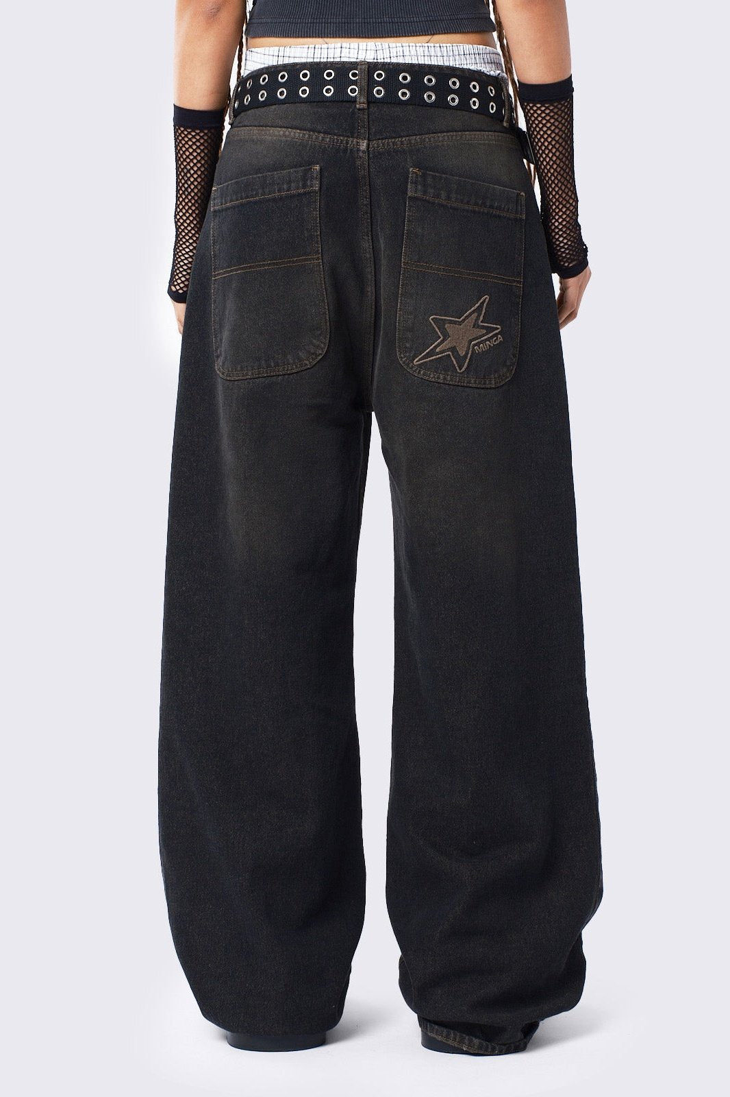 Minga London Echo Black Overdye Baggy Jeans