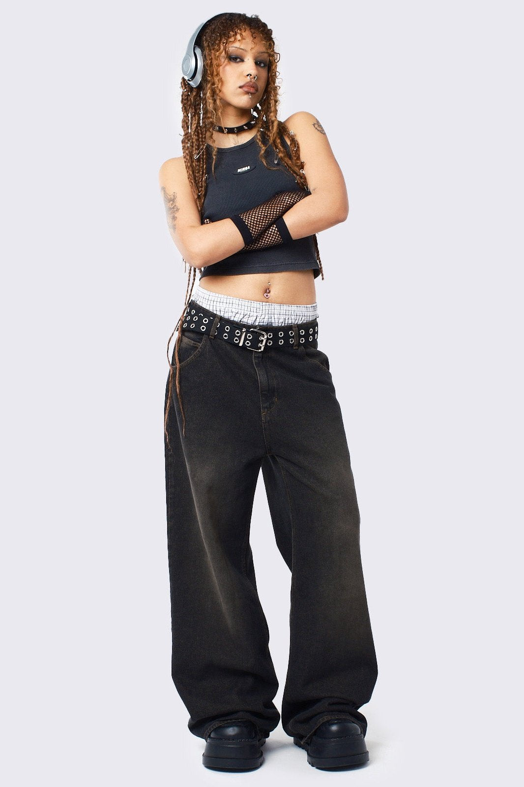 Minga London Echo Black Overdye Baggy Jeans