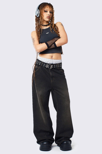 Minga London Echo Black Overdye Baggy Jeans