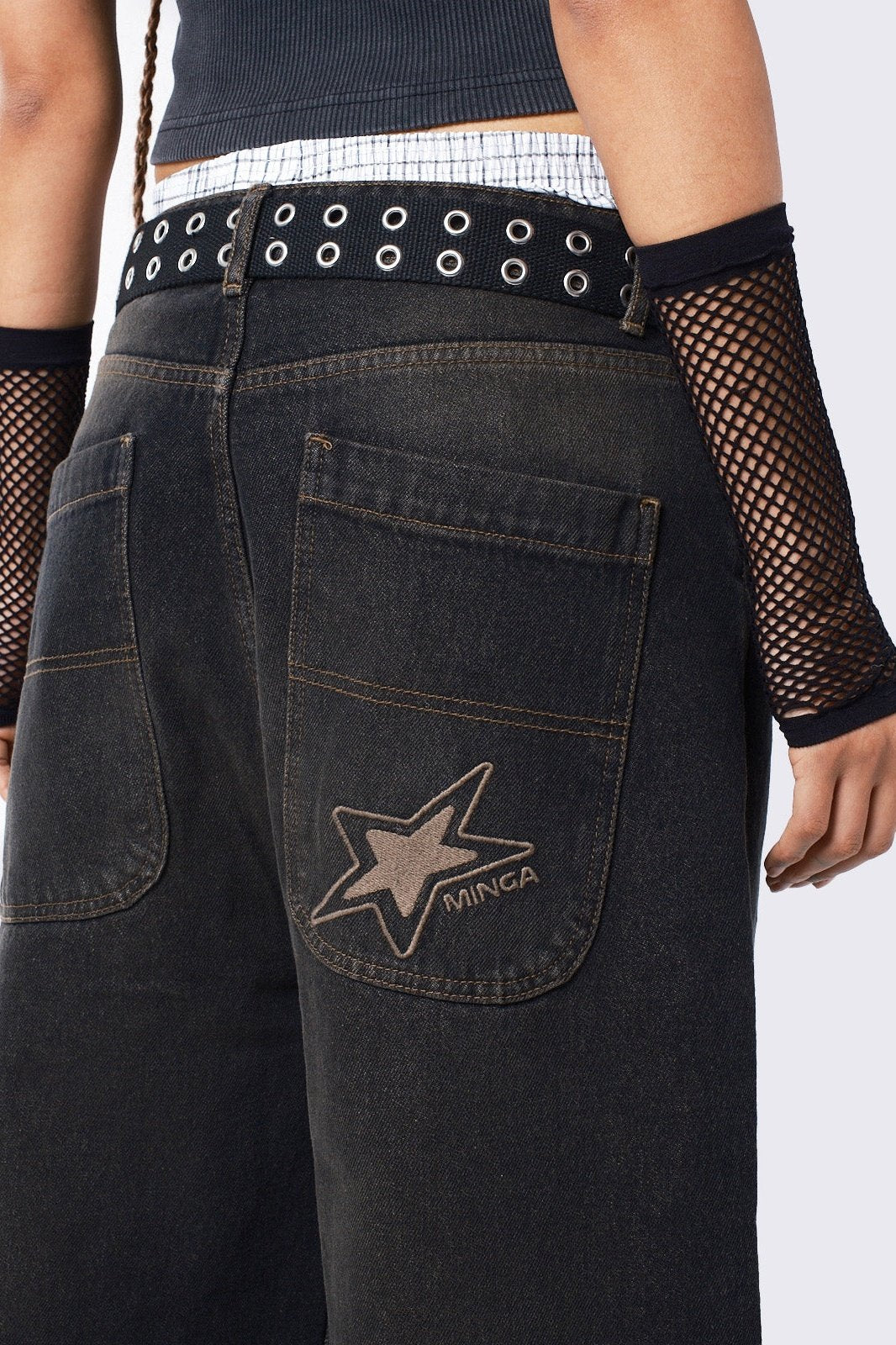 Minga London Echo Black Overdye Baggy Jeans