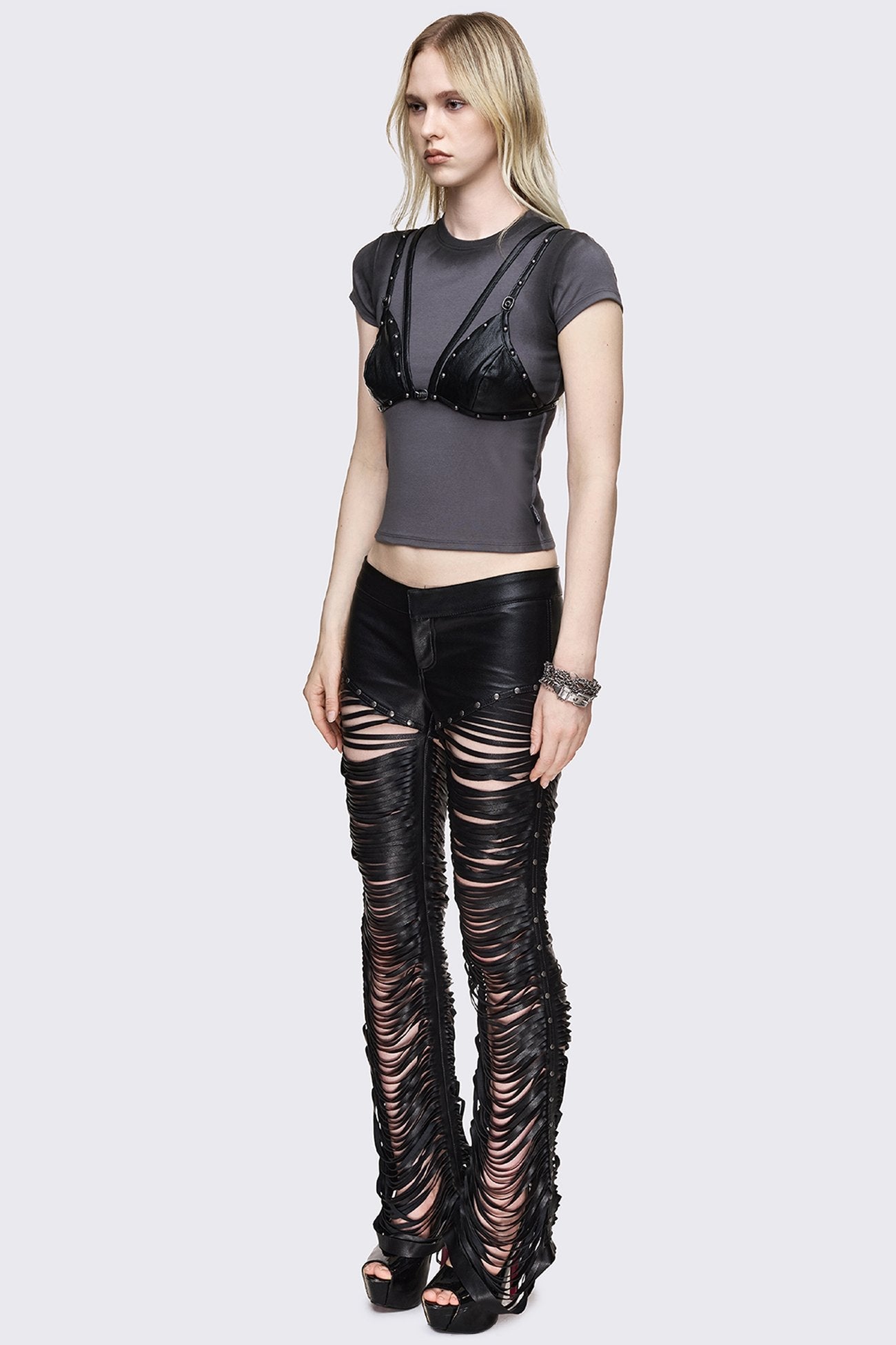 Minga London Bad Habits Slashed & Studded Pants