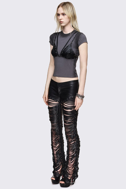 Minga London Bad Habits Slashed & Studded Pants