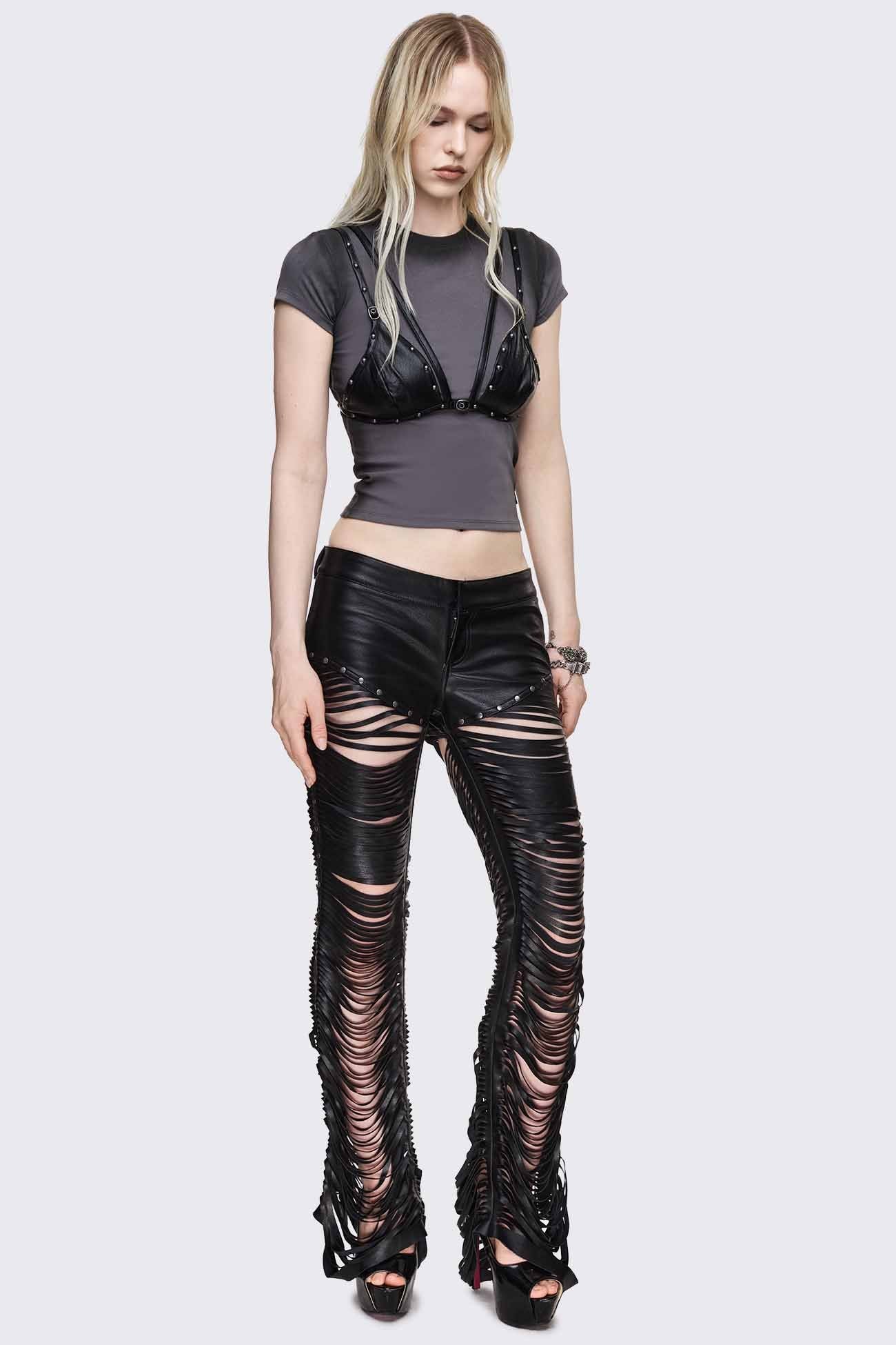 Minga London Bad Habits Slashed & Studded Pants