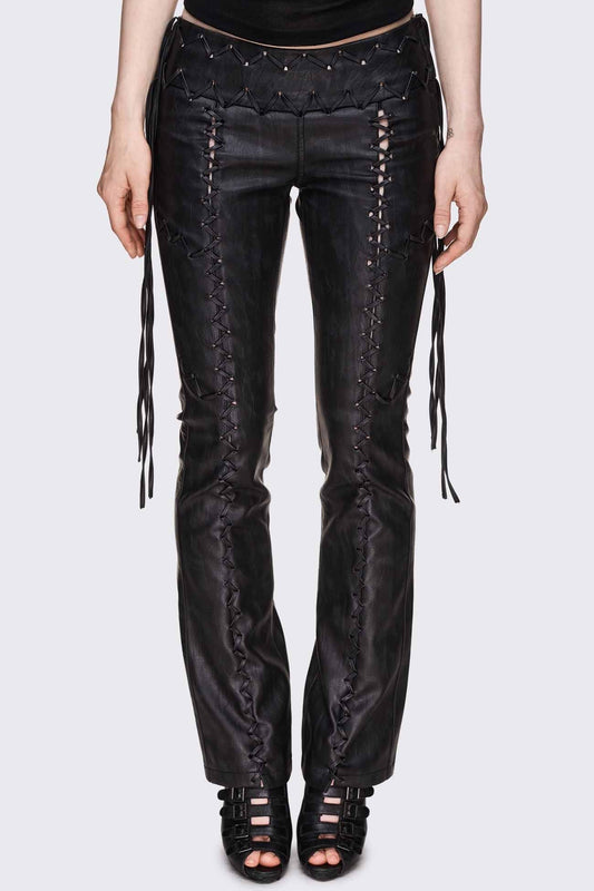 Minga London Backlash Zig Zag Lace Up Bootcut Pants