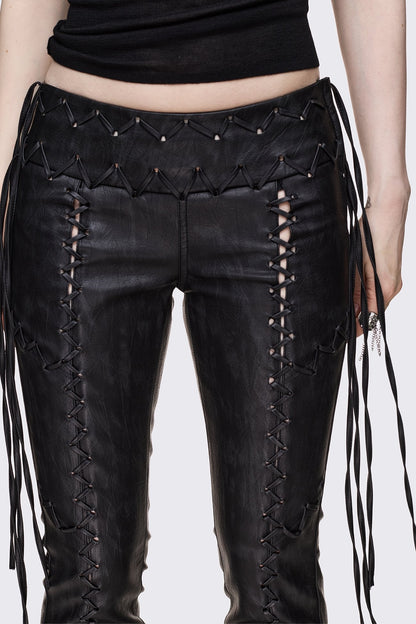 Minga London Backlash Zig Zag Lace Up Bootcut Pants