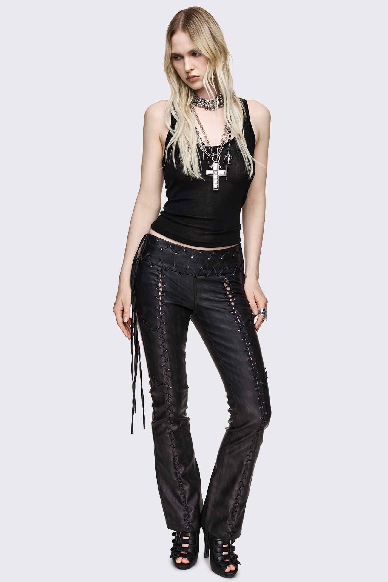 Minga London Backlash Zig Zag Lace Up Bootcut Pants