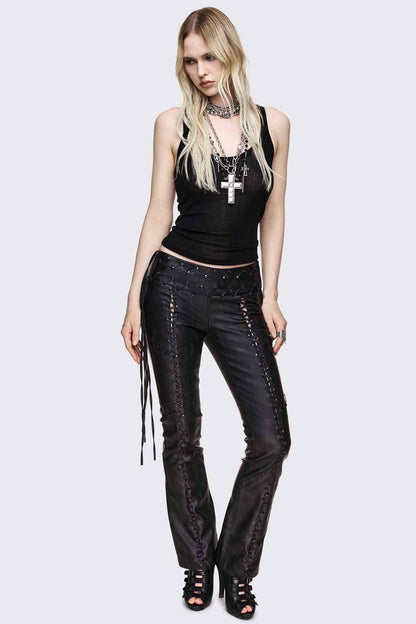 Minga London Backlash Zig Zag Lace Up Bootcut Pants