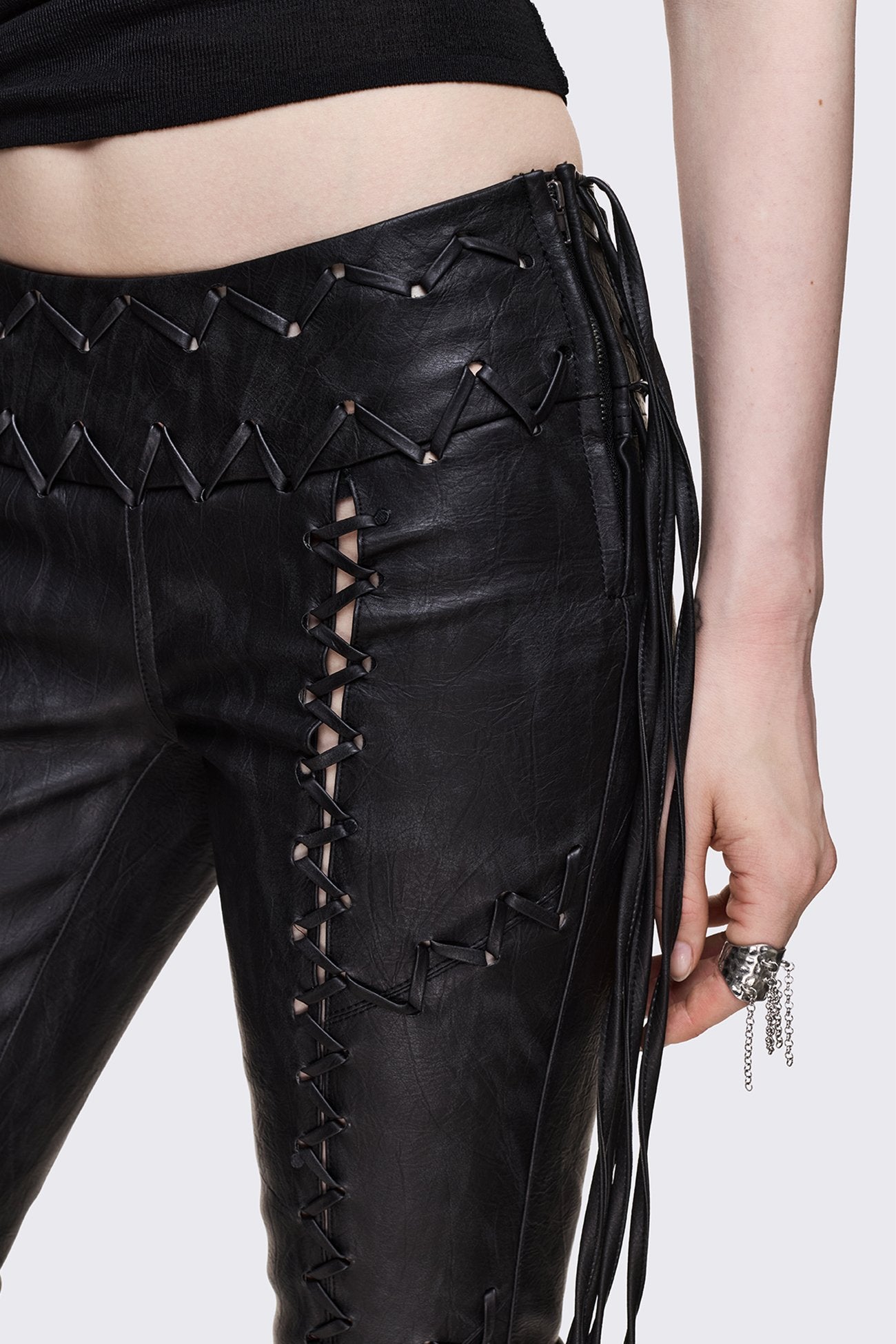 Minga London Backlash Zig Zag Lace Up Bootcut Pants